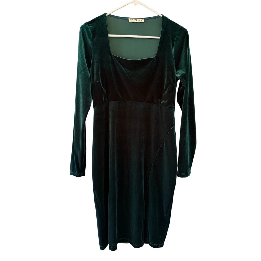 Women's Hello Mia Faux Green Velvet Bodycon Holiday Party Dress Sz Small